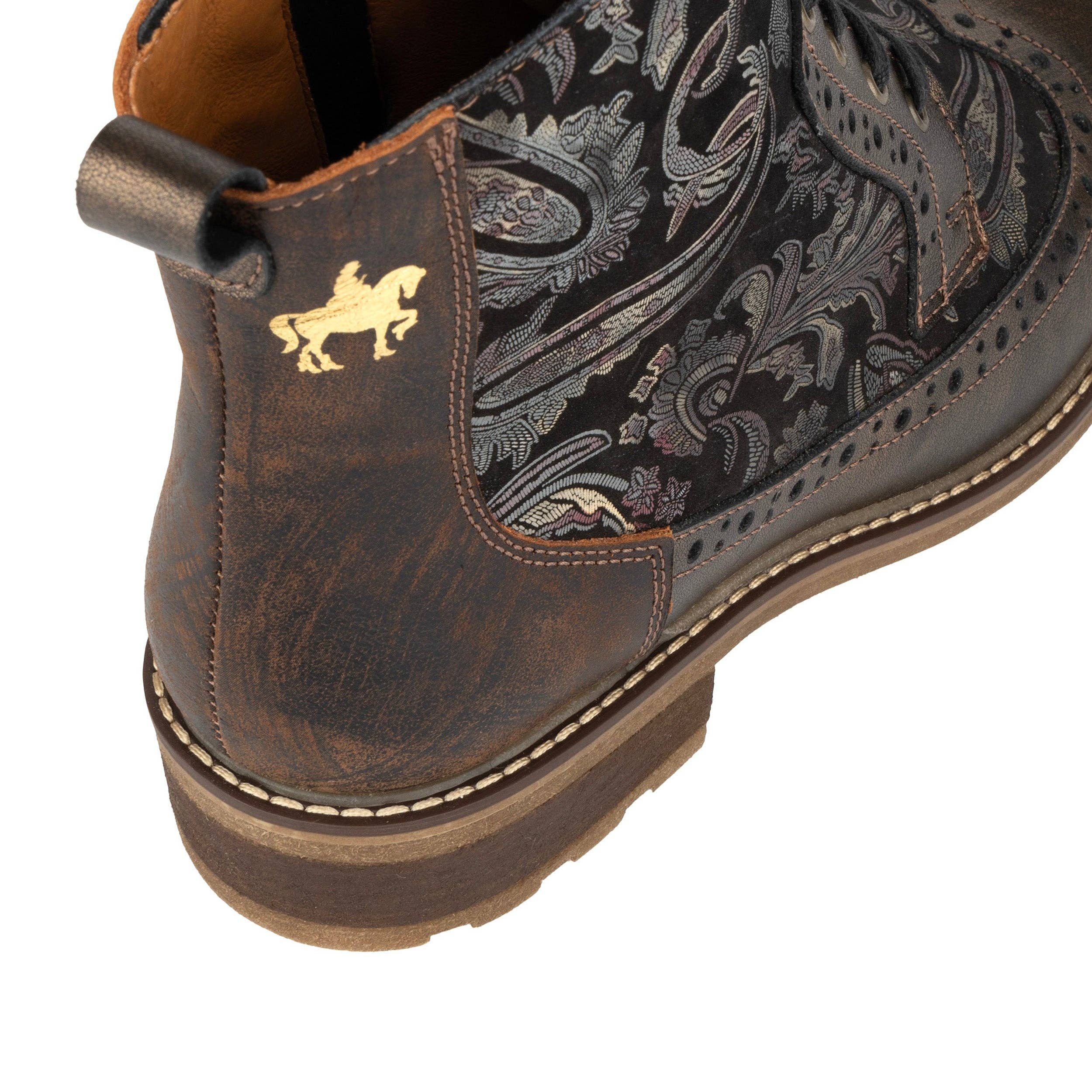 Embassy London - Wholesale Booties - Women's - Milliner - Bronze & Floral - Women's leather round toe rubber sole ankle boot in black7