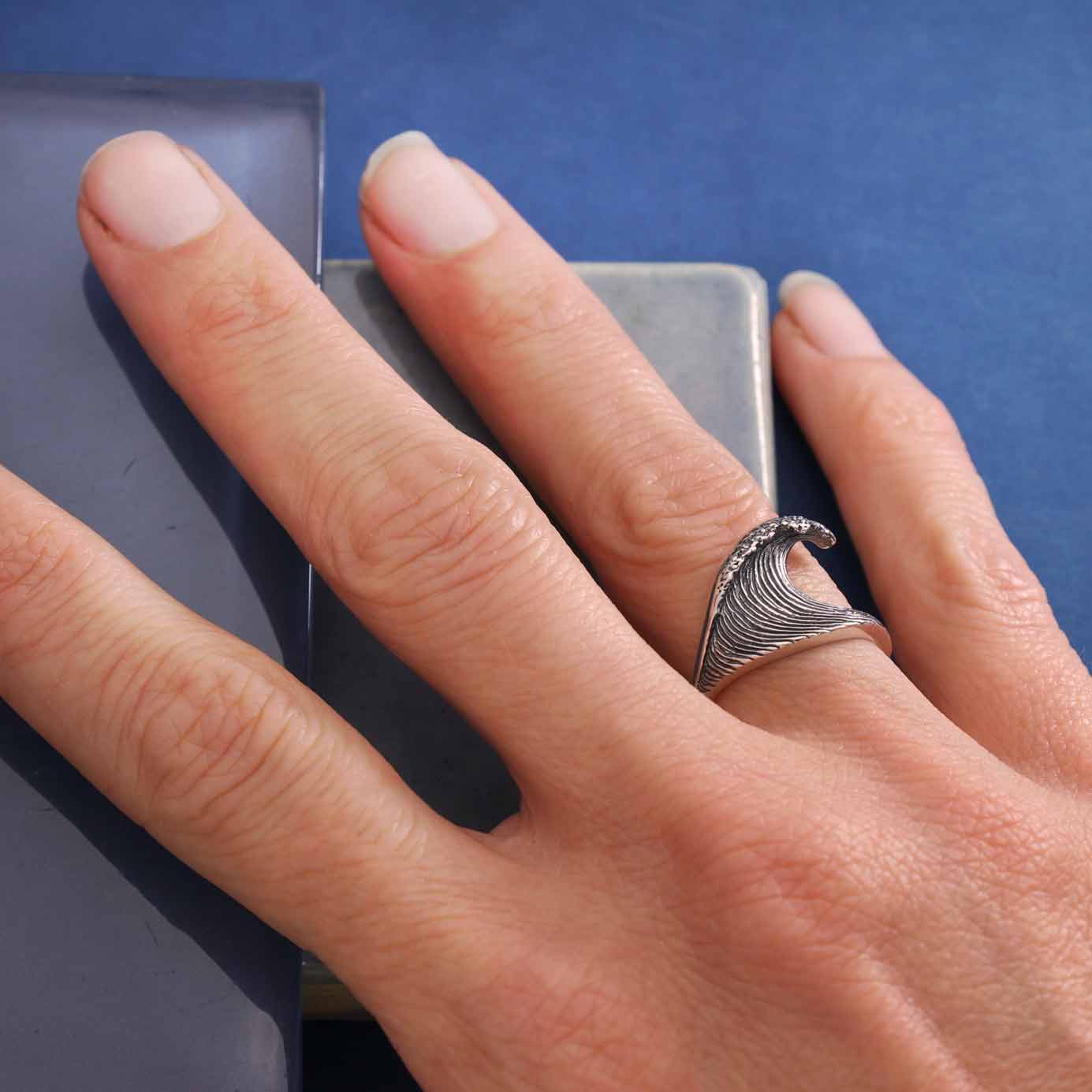 Nina Designs - Wholesale Cocktail/Statement Ring - Sterling Silver Dimensional Wave Ring1