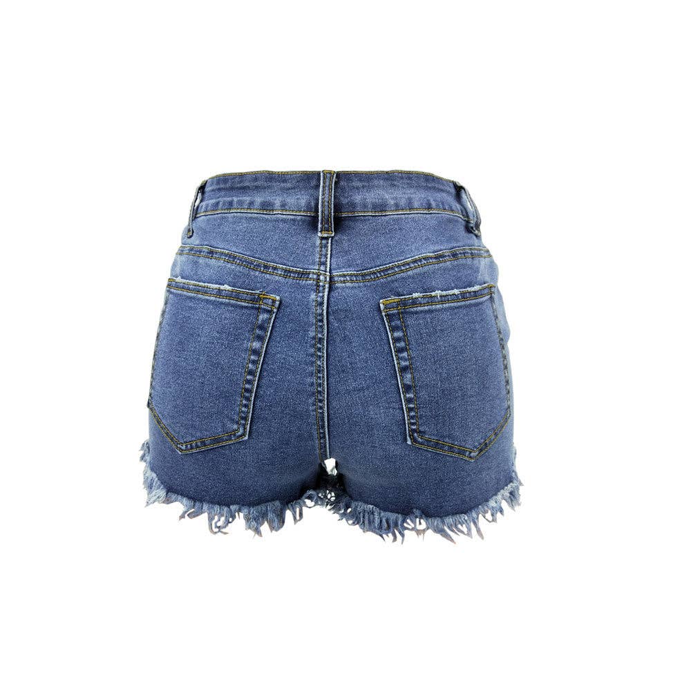 Lovesoft - Wholesale Shorts - Women's - Luvamia Women's High-Rise Denim Raw Hem Ripped Shorts19