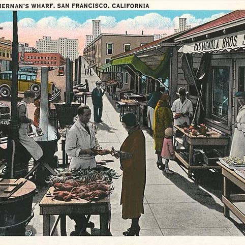 Found Image Press - Wholesale Art Print - Art Print SF-441 Fisherman's Wharf, Fishmongers0