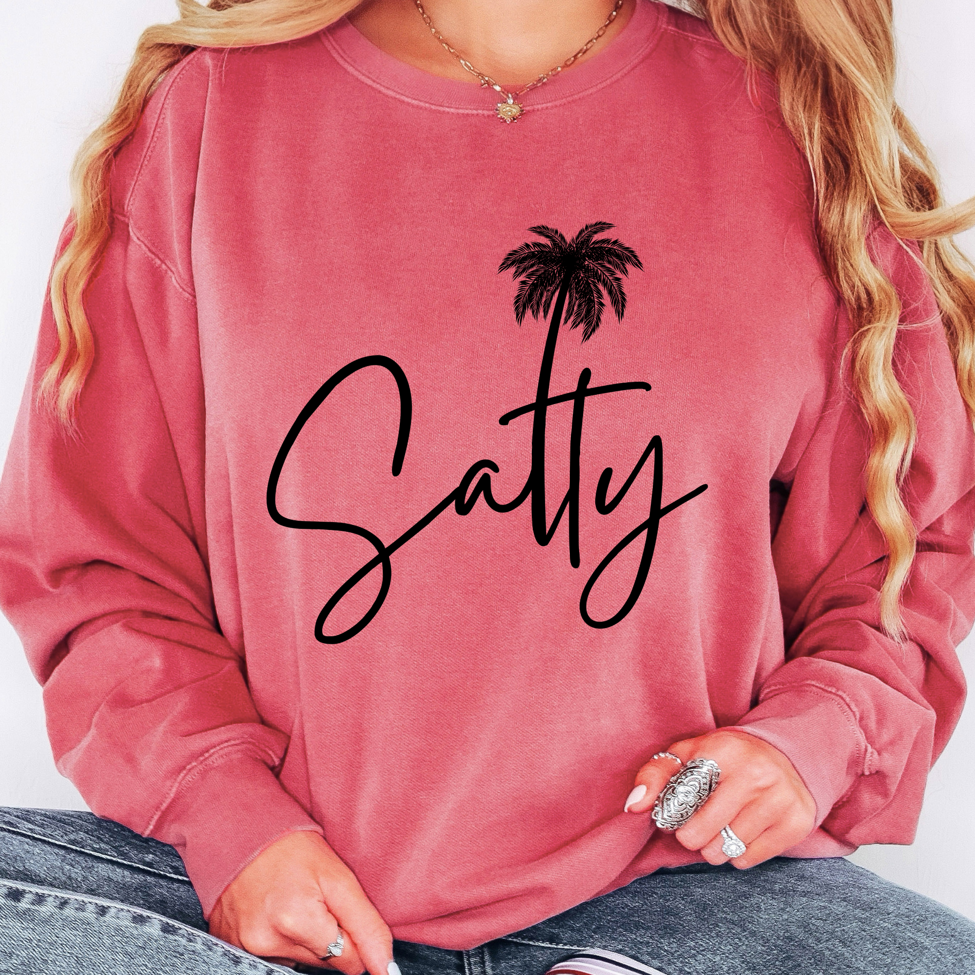 Trendznmore - Modern Graphic Apparel - Wholesale Graphic Sweatshirt - Women's - Comfort Colors Salty Beach Crewneck Sweatshirt - Cozy Beach2