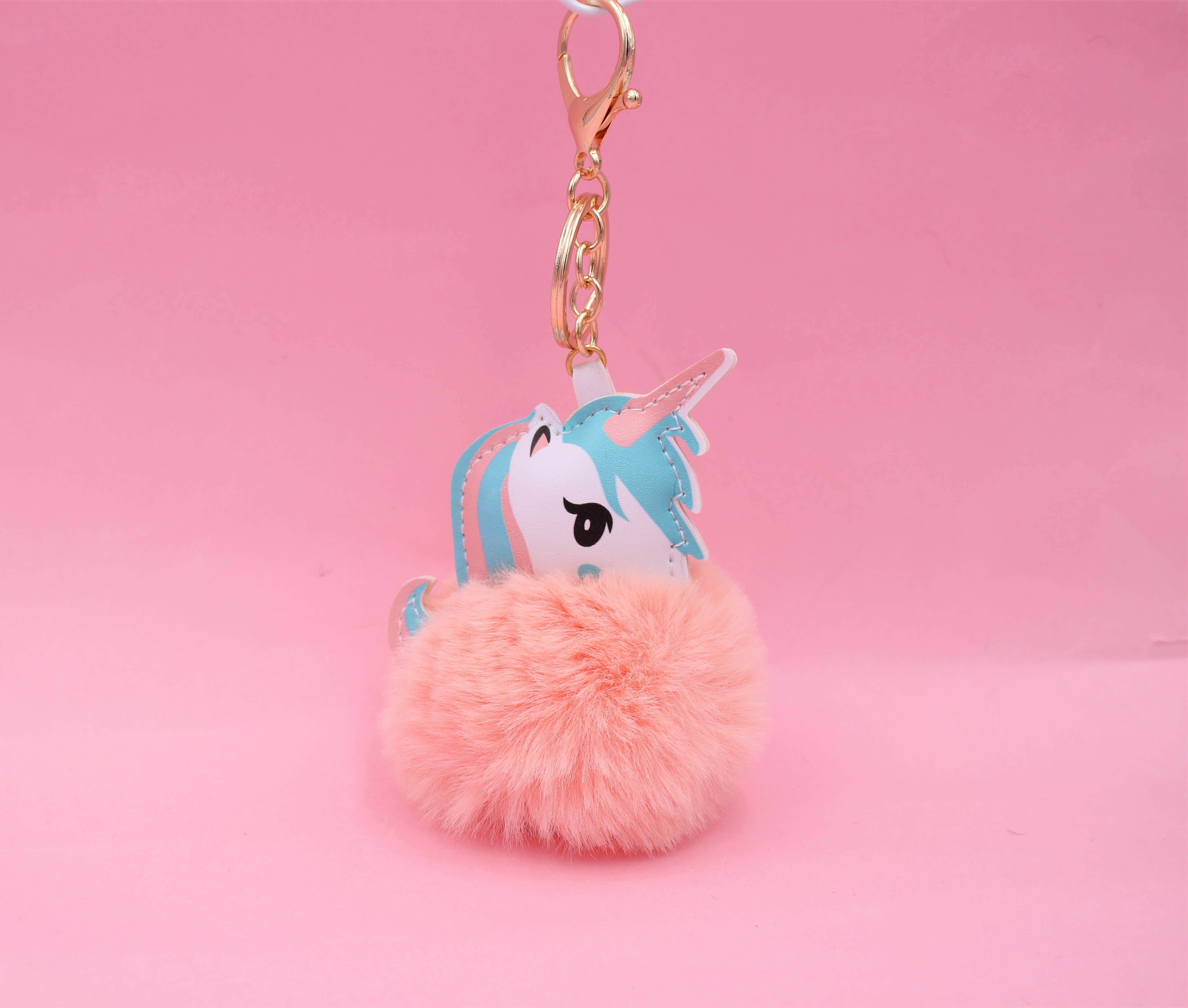Real Sic - Wholesale Keychain - Unisex - Cute Animal Faux Fur Fluffy Fuzzy Pom Pom Keychain - Unicorn2