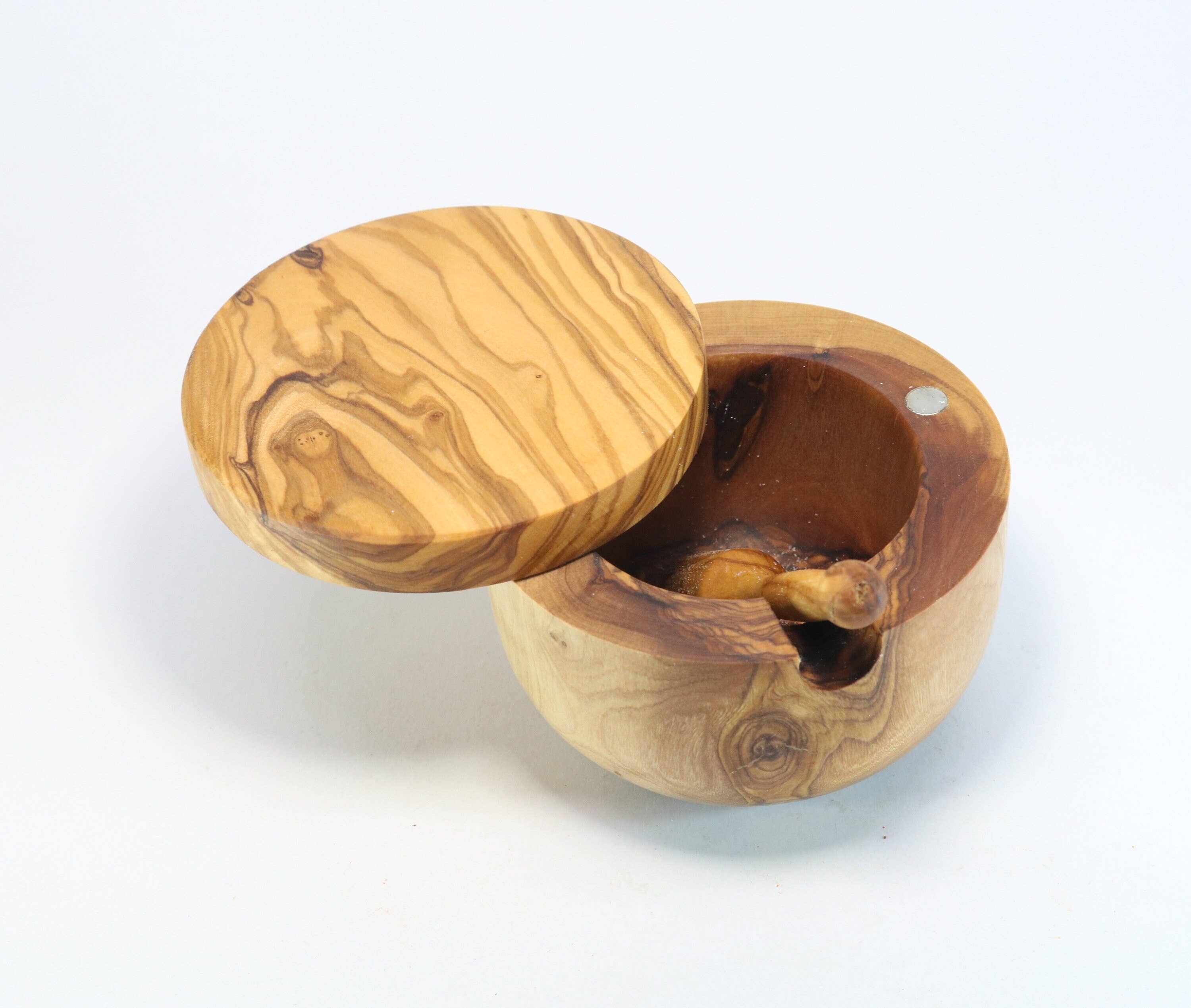 Next Day Shop - Wholesale Salt & Pepper Shaker Set - Olive Wood Salt Cellar With Lid and Spoon - BESTSELLER2