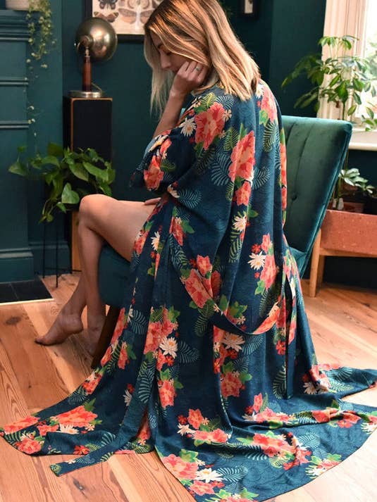 Midnight Lily Organic Bamboo Kimono Dressing Gown for wholesale by Verry Kerry
