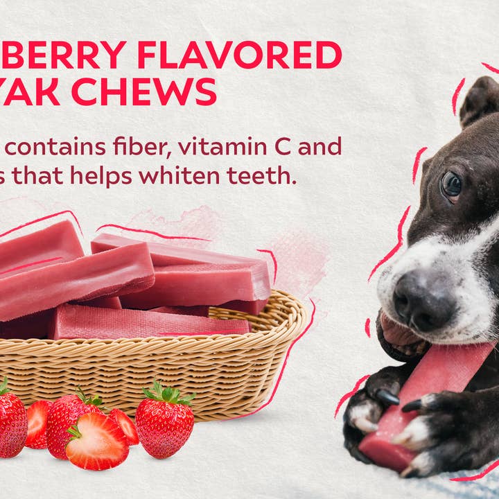 Kathmandu's Authentic Himalayan Cheese Yak Chew - Wholesale Pet Treats - Dog - Strawberry Flavored Yak Chews by THE SAFE DOG CHEW3