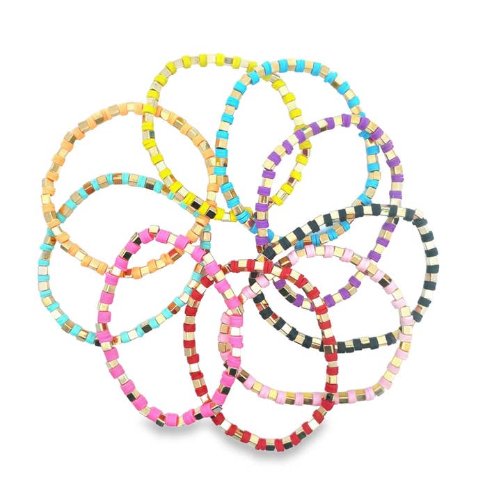 Colorful Polymer Beaded Bracelet (I488) for wholesale by MIA Jewelry