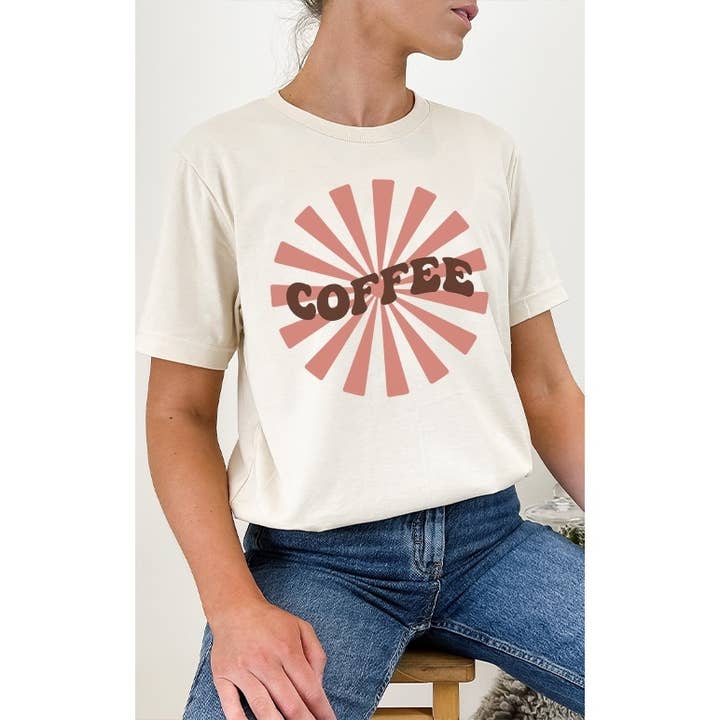Coffee Pinwheel Spiral Caffeine Graphic Tee for wholesale by Select Apparel