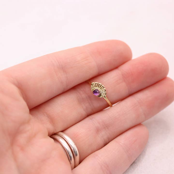 Esme - Wholesale Cocktail/Statement Ring - Eye Ring with Semi-Precious Gemstone in Silver and Gold
2