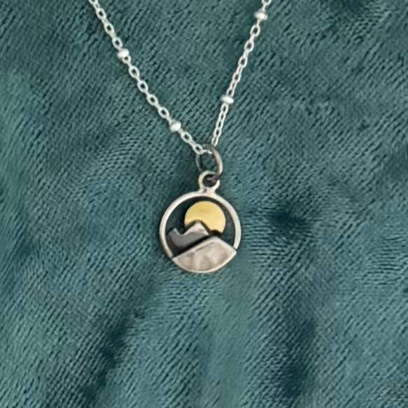 Mini silver mountain pendant necklace for wholesale by Elizabeth Jewelry