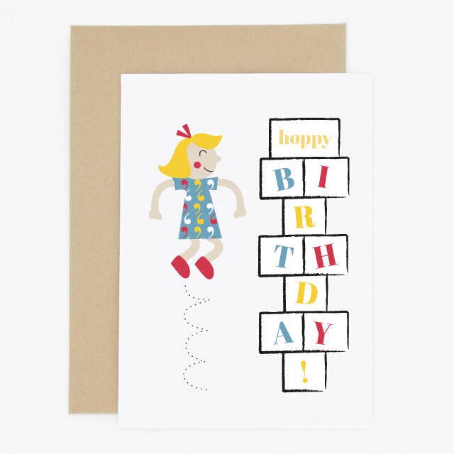 Playtime Hopscotch Geburtstagskarte für den Großhandel von Madame Annie et Fils
