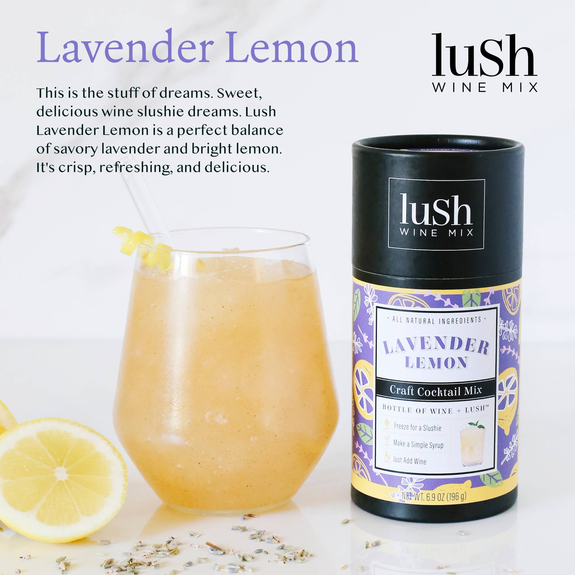 Lush Wine Mix - Wholesale Cocktail Mix/Syrup - Lavender Lemon Singles - 8+ Organic Cocktails & Mocktails1