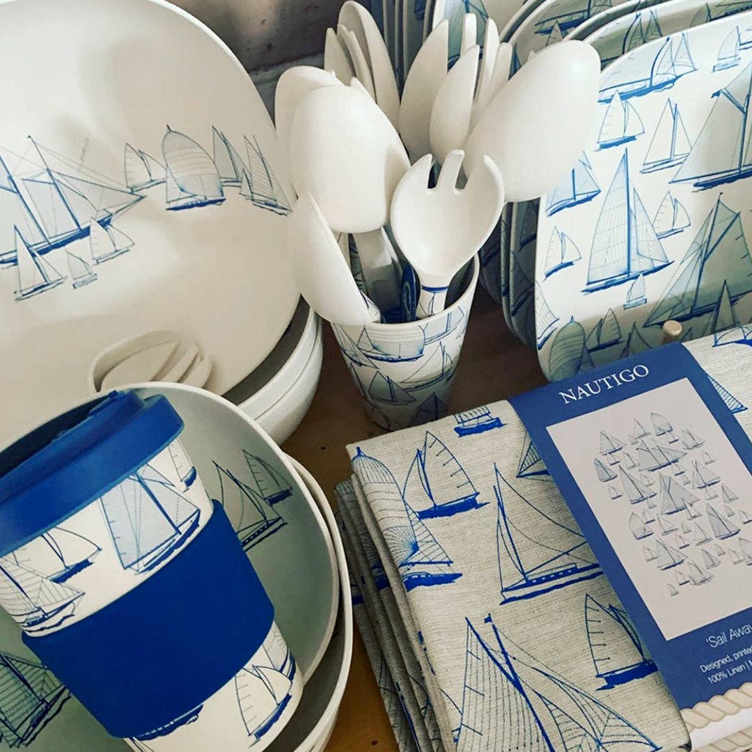 Sea Blue Bamboo Plate | 22cm | NautiGo 'Sail Away' for wholesale on Faire3