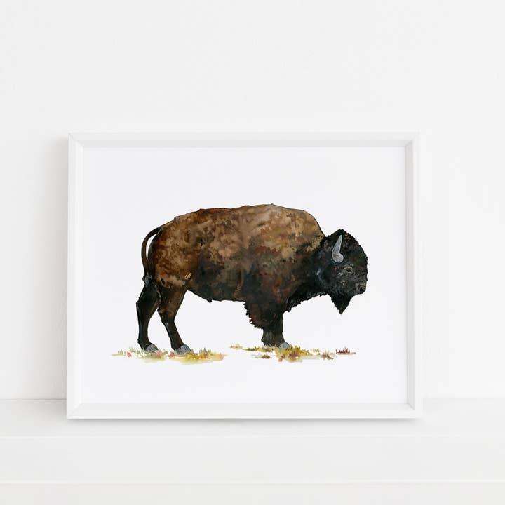 Yellowstone Bison Print for wholesale by Jennie Kilcup Watercolors