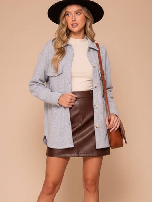 Cozy Brushed Waffle Oversized Shacket 8 for wholesale by TIMING