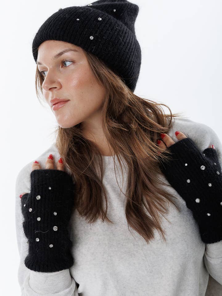 CRYSTL ANGORA HAT AND GLOVES for wholesale by limlim