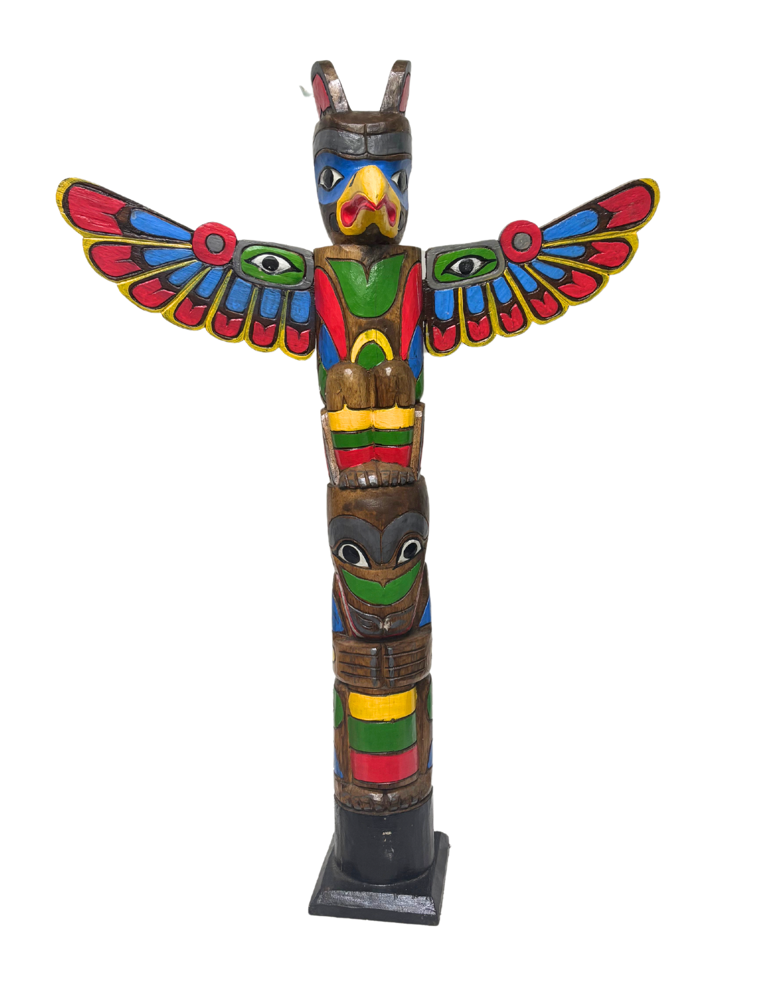 White Elephant - Wholesale Sculpture - 3 Foot Tall Northwest Coast Style Wooden Eagle Totem Pole2