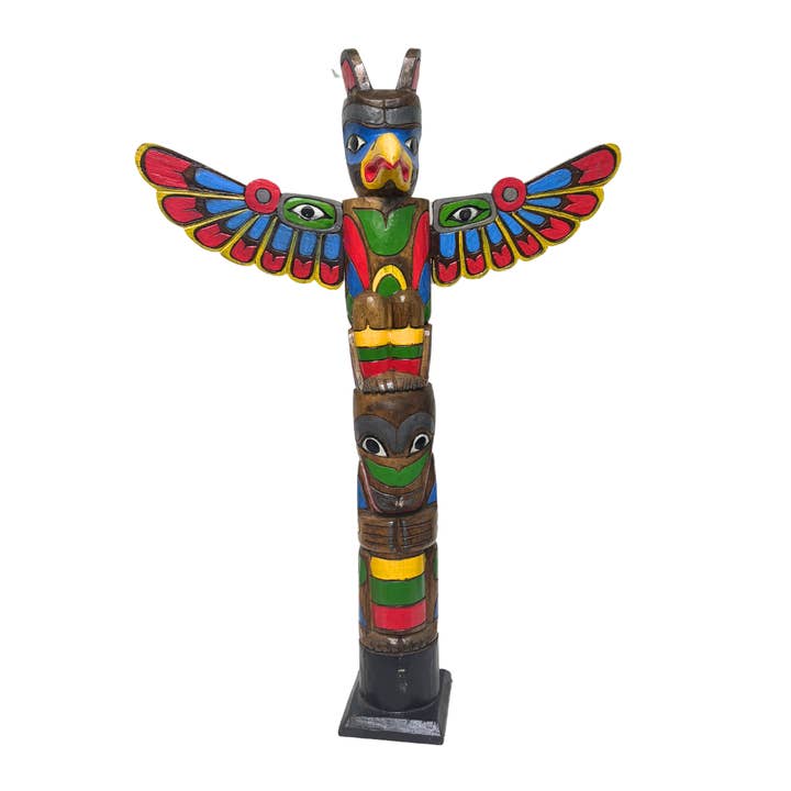 White Elephant - Wholesale Sculpture - 3 Foot Tall Northwest Coast Style Wooden Eagle Totem Pole2