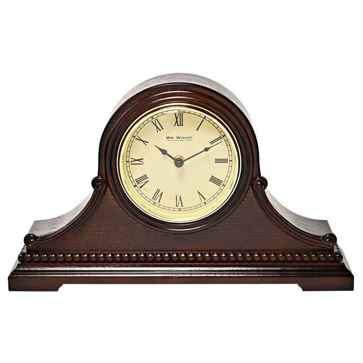 Wm. Horloge de cheminée Napoléon Widdop avec finition en noyer foncé pour la vente par WIDDOP and Co.