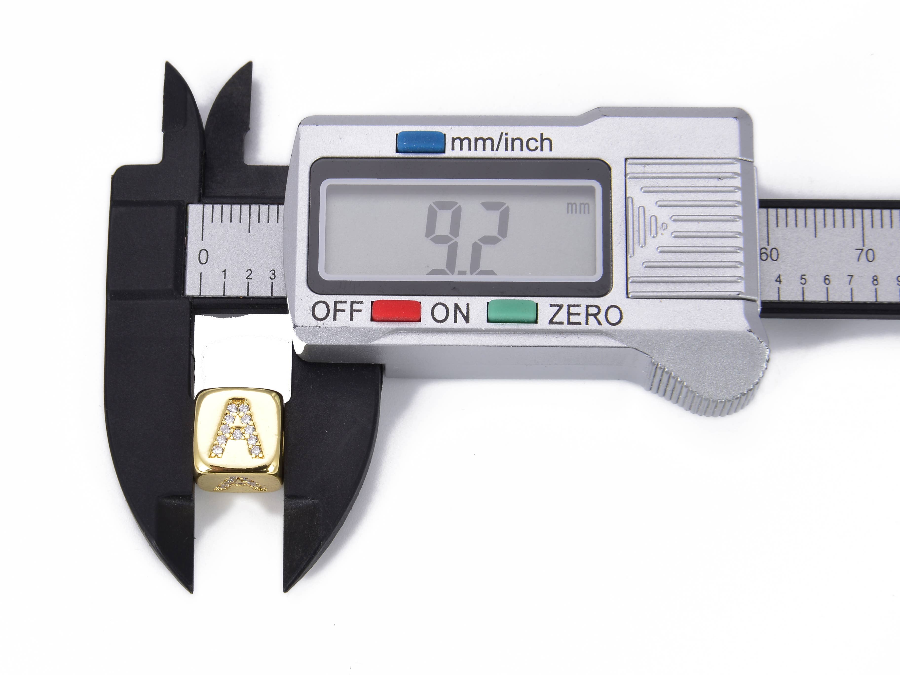 findings4uGem - Wholesale Prayer Beads Necklace - CZ Alphabet Blocks, Initial Letter Large Hole Beads, BD9544