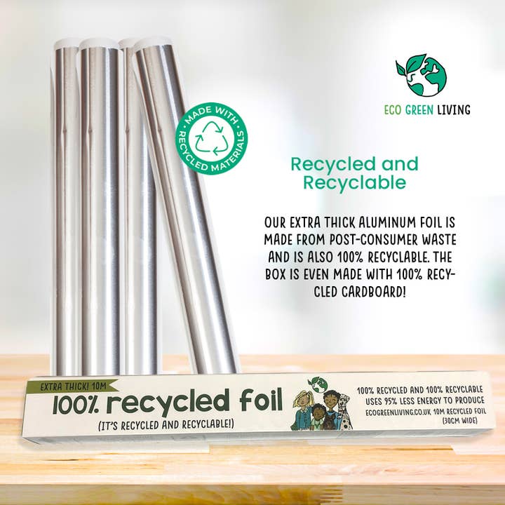 Eco Green Living - Wholesale Food Storage Wrap/Bag - 100% Recycled Aluminium Foil - 30cm x 10m