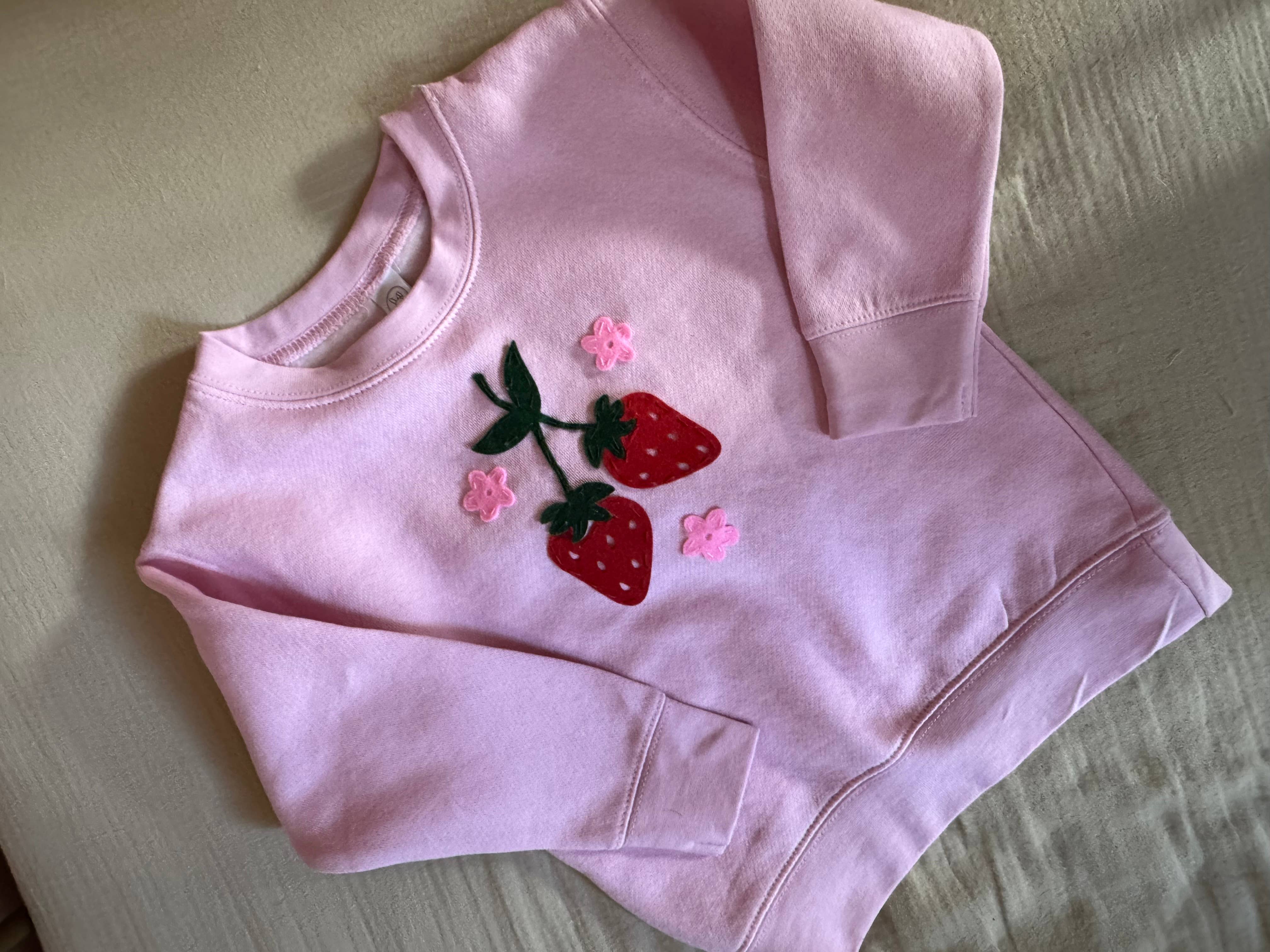 Uncommon Wild - Wholesale Hoodie - Kids - Spring Toddler Girl Embroidered Strawberry Sweatshirt 1