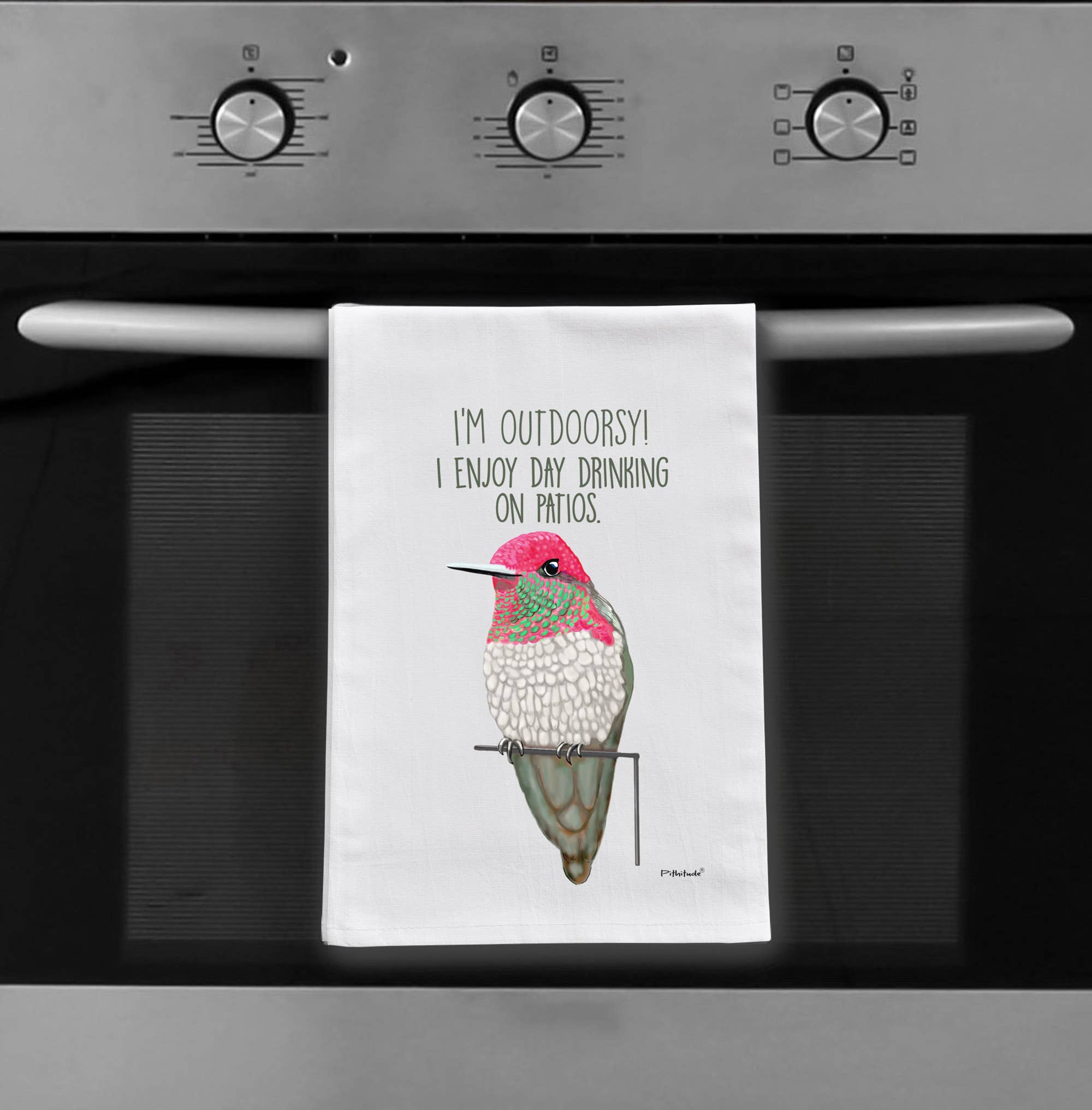 Pithitude - Vente Torchons - Torchon en coton avec colibri buvant1