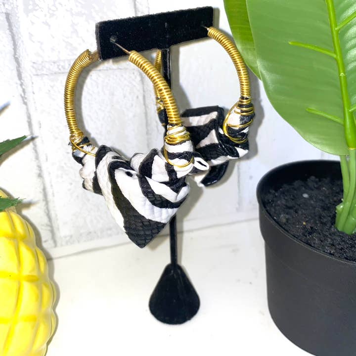 Burkinabae - Wholesale Hoop Earrings - Kabore Queen Hoops- Mali Zebra3