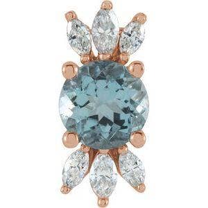 Pendentif aigue-marine rose 14 carats et diamant 1/4 carat pour la vente par Mystiqe Boutique