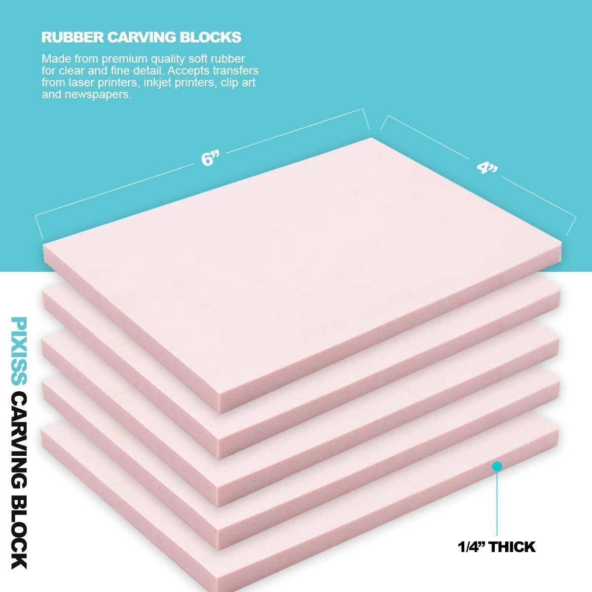 Pixiss - Wholesale Craft Tool - PIXISS Carving Blocks with Lino Cutter - 5 Pack4