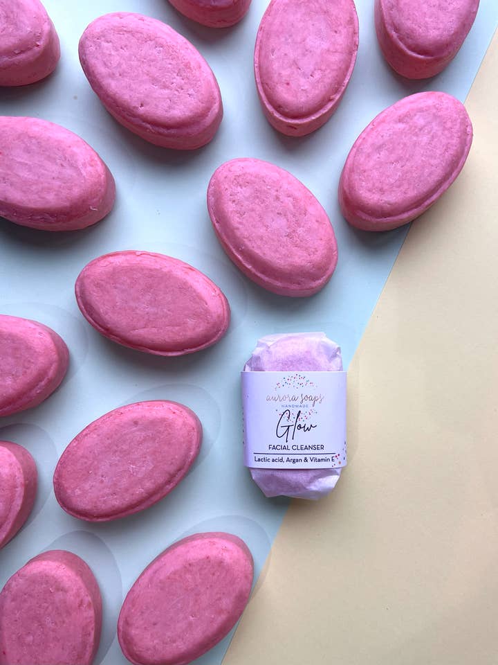 Glow Face cleansing bar for wholesale by Aurora Soaps