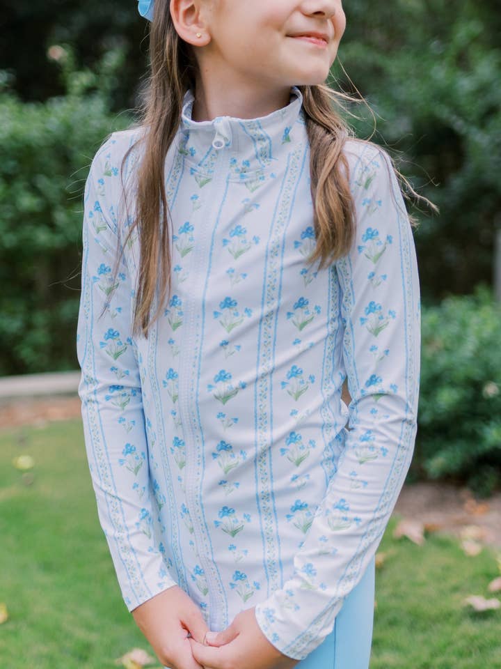 Caroline Set in Blue Trellis for wholesale by Peachie Prep