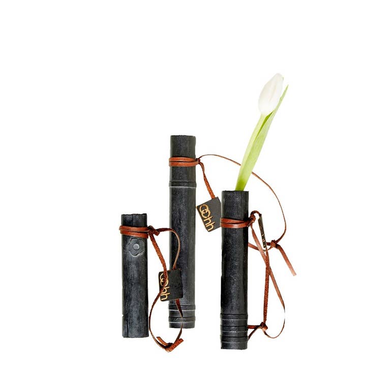 Paper Hanging Flower Tubes Set/3 S-M-L Black- A - A for wholesale by BIDKhome