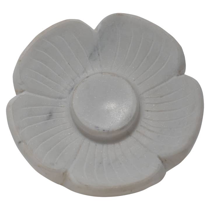 Foreside Home & Garden - Wholesale Spoon Rest - Fleur White Marble Flower Spoon Rest