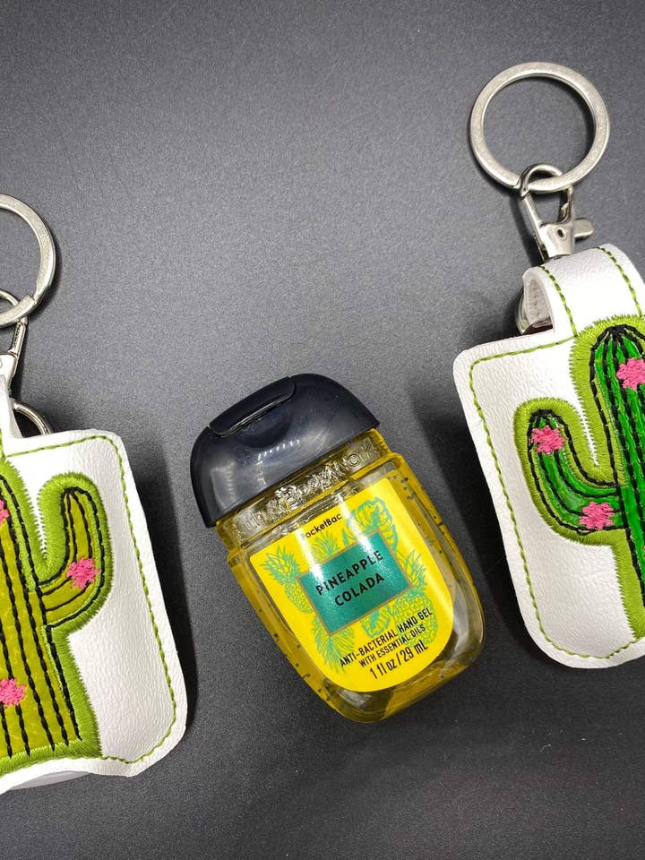 Cactus Hand Sanitizer Holder Keychain, Hand Sanitizer for wholesale by Grandmommy’s Threads
