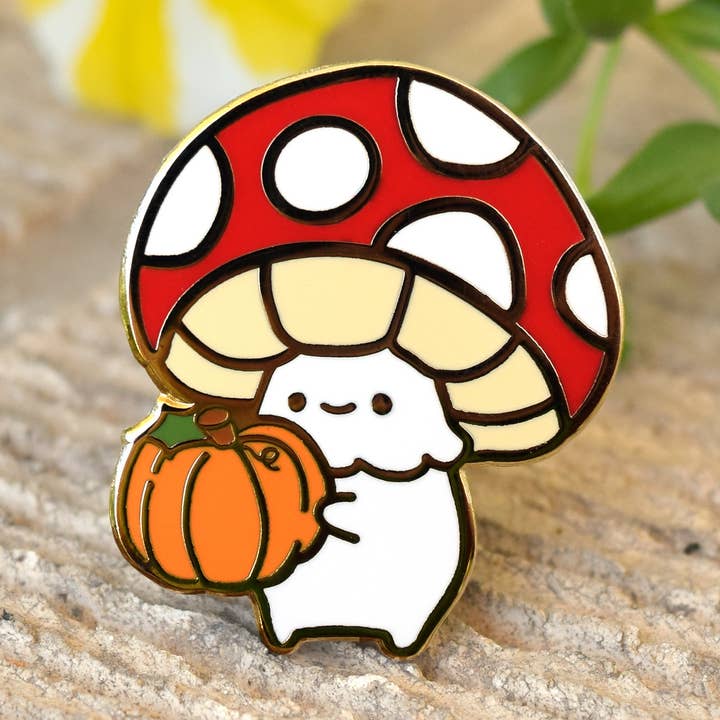 Mushroom Pumpkin Buddy Pin for wholesale by Sugarnova
