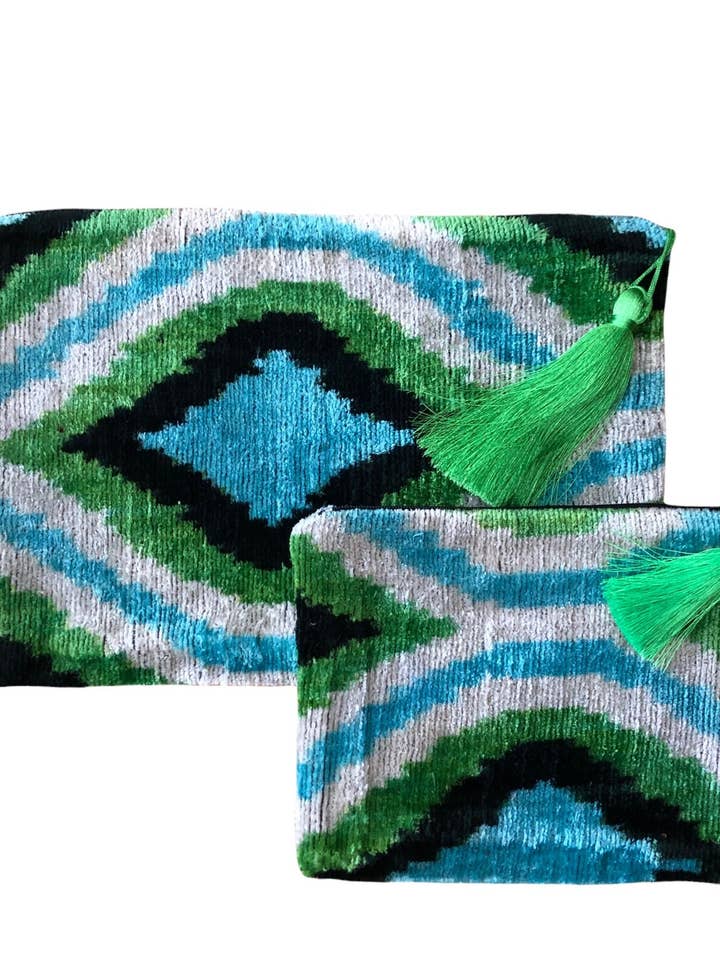 Silk Velvet Ikat Clutch/Pouch for wholesale by AYCA DESIGN