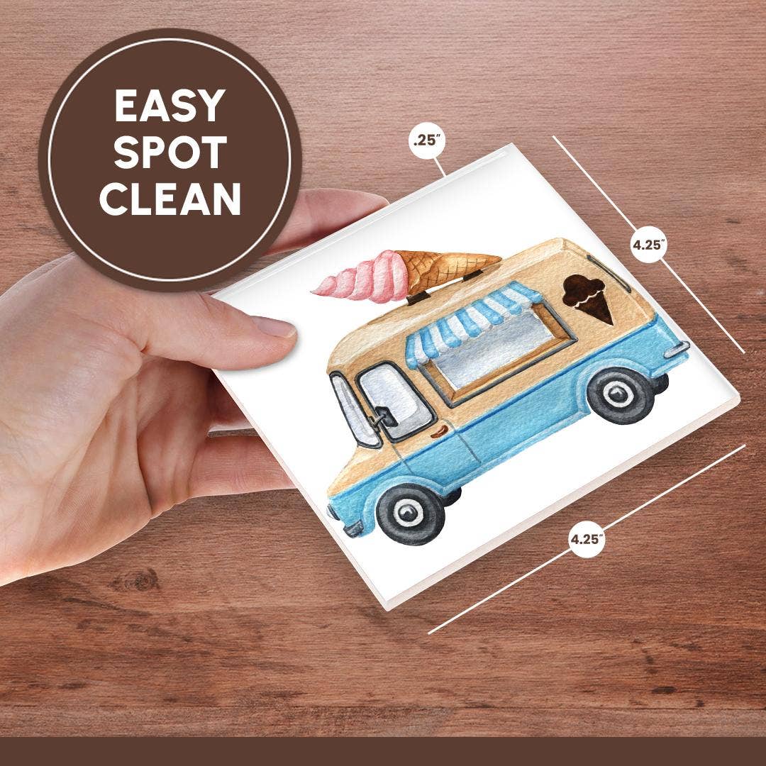 3dRose - Wholesale Coasters - 3dRose, Cute Ice Cream Truck Illustration, Coaster6