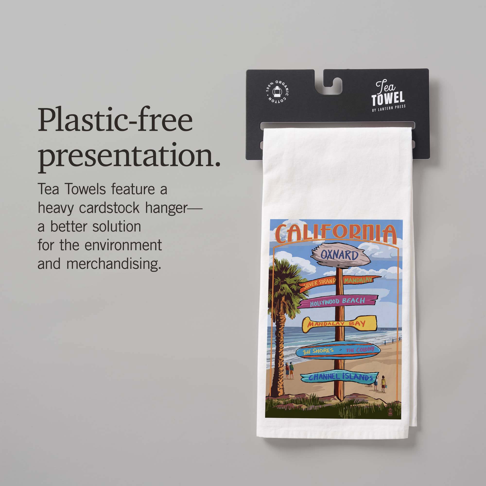 Lantern Press - Wholesale Tea Towel - ORGANIC TEA TOWEL Oxnard, California, Destination Signpost8