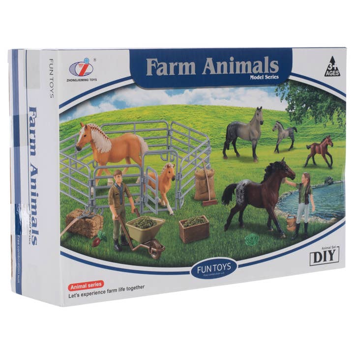 EAST AVENUE - Wholesale Toy Set - Kids - Plastic Toy Farm Fence Assorted Animals