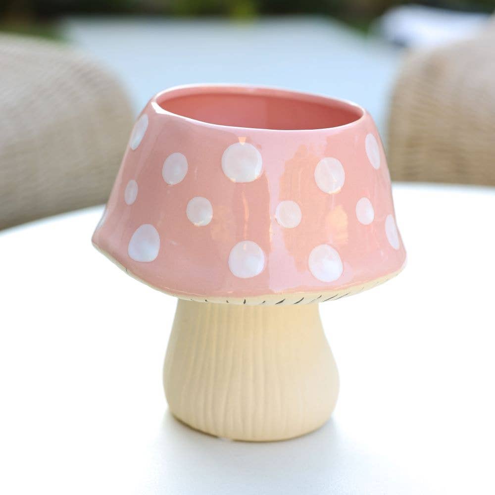 Flora Bunda Inc - Wholesale Plant Pot - Pink Polka Dot Mushroom Ceramic Planter1
