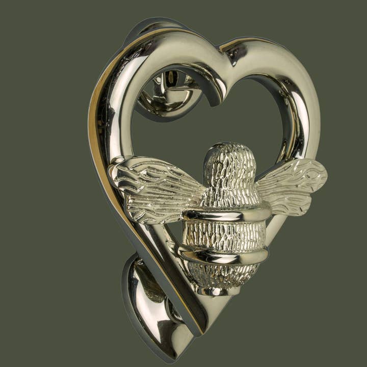 Brass bee - Wholesale Knob/Pull - Brass Bumble Bee Heart Door Knocker - Nickel Finish