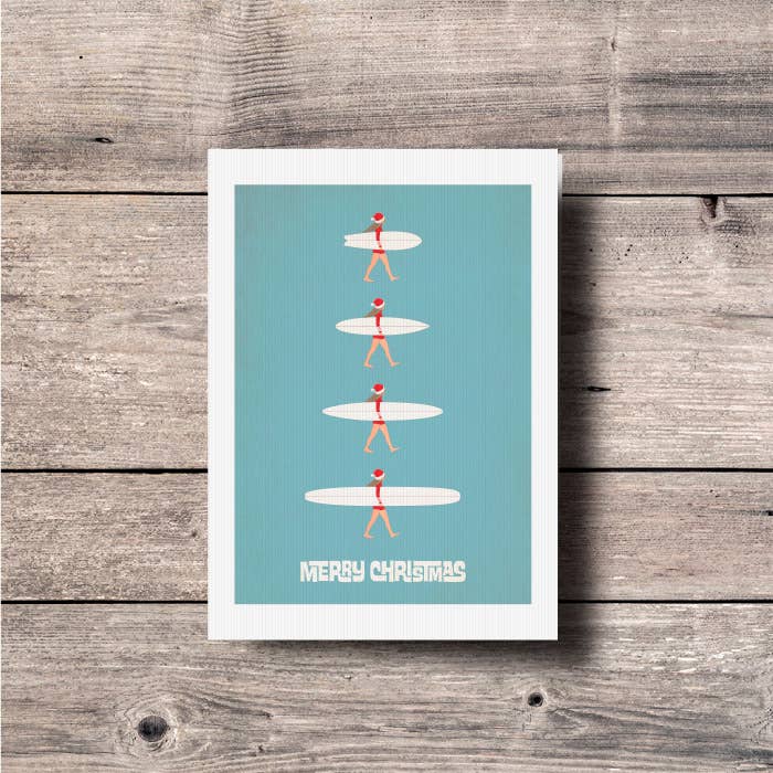 The Single Fin Collective - Wholesale Christmas card - Christmas Surf Girl Greeting Card0