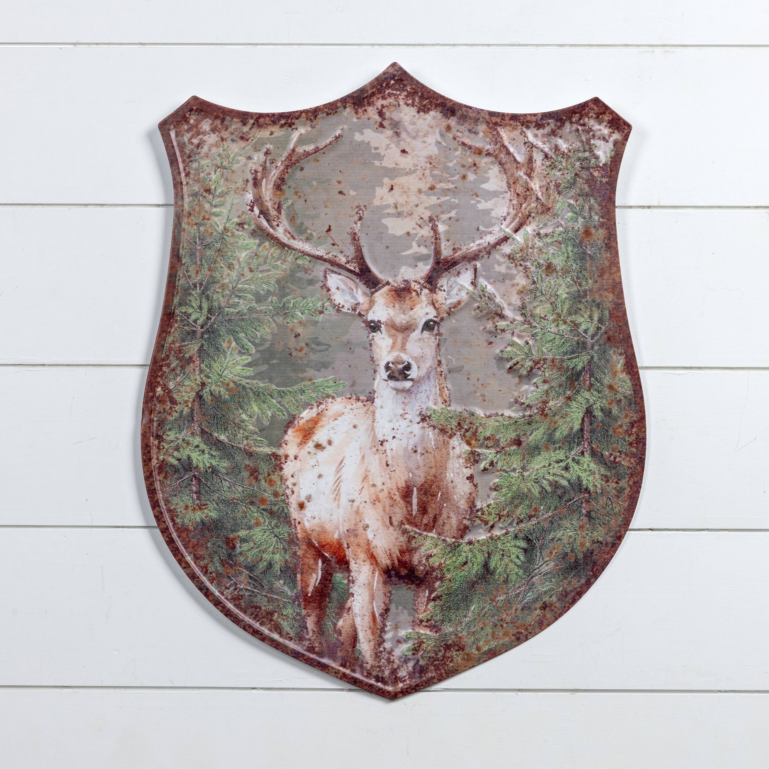 Ragon House – wholesale Plaque – FOREST DEER BADGE METAL WALL PLAQUE1