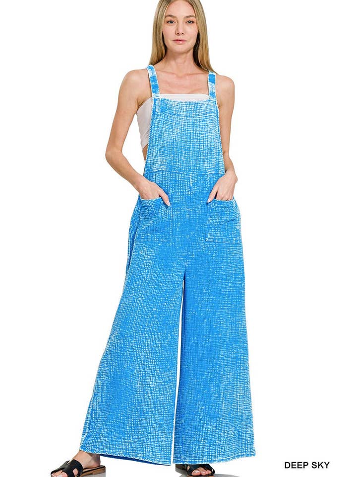 Vanilla Monkey - Wholesale Overalls - Women's - Washed Double Gauze Elastic Waist Wide Overalls8