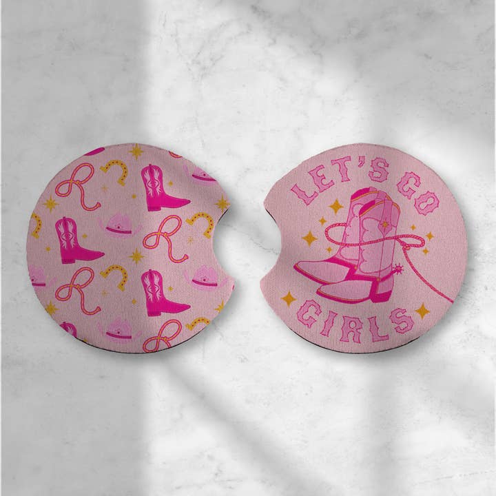 Let's Go Girls Car Coaster for wholesale by Cluster Funk Studio