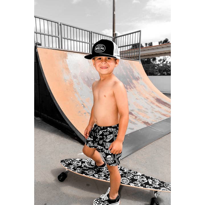Rebel Bro - Wholesale Swim Shorts - Kids - Hybrid Swim Trunks in Live Fast