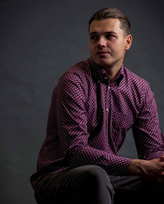 Pellicano – Großhandel Hemd mit Button-down-Kragen – Herren – Claret Button-Down-Hemd für Herren mit Signature Print4