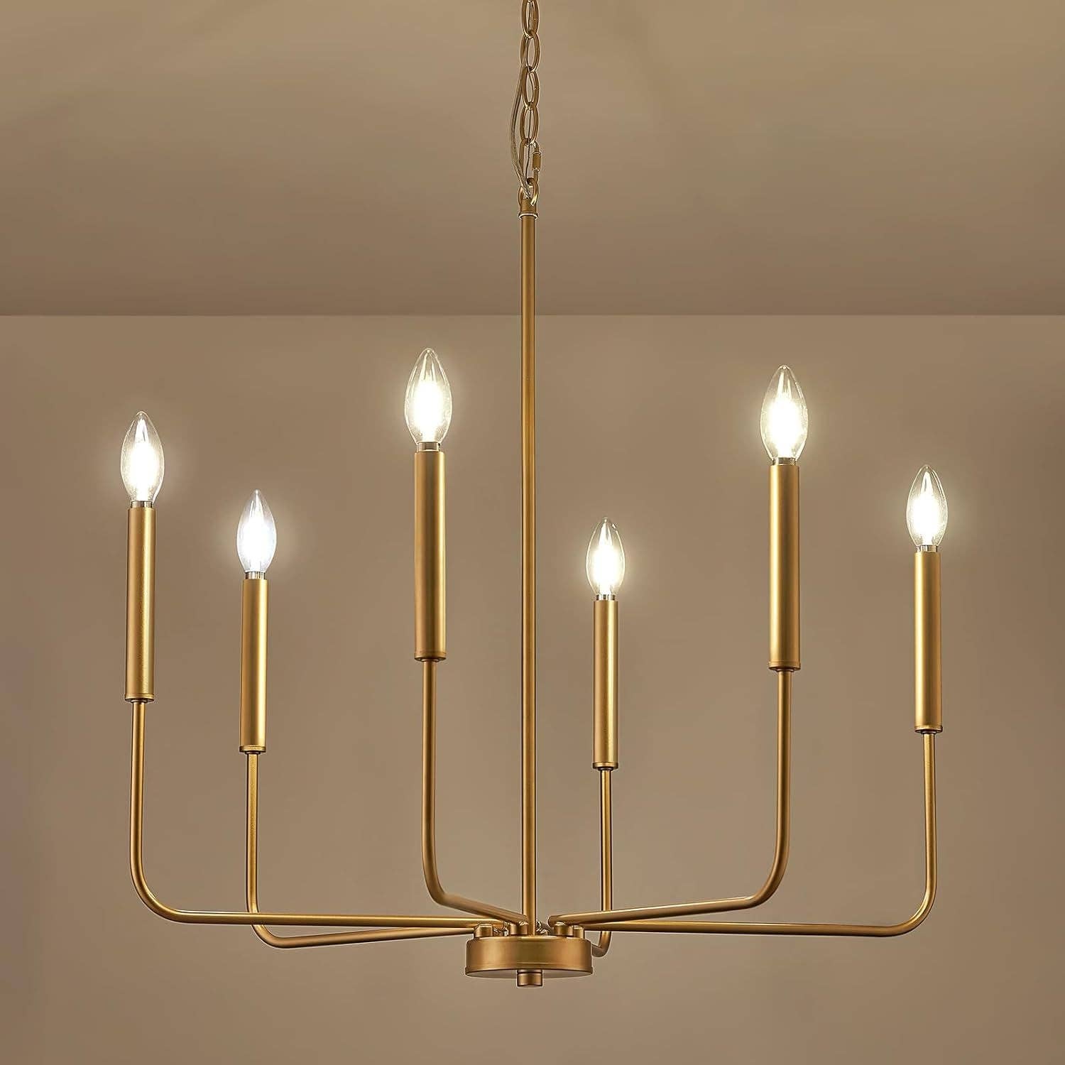 Gold 6 Light Candle Chandelier For Dining Room Modern for wholesale on Faire8