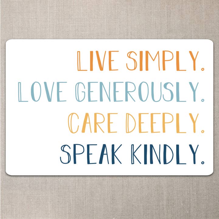 Live Simply Love Generously Care Deeply Speak Kindly Sticker for wholesale by Laughing Mule Press