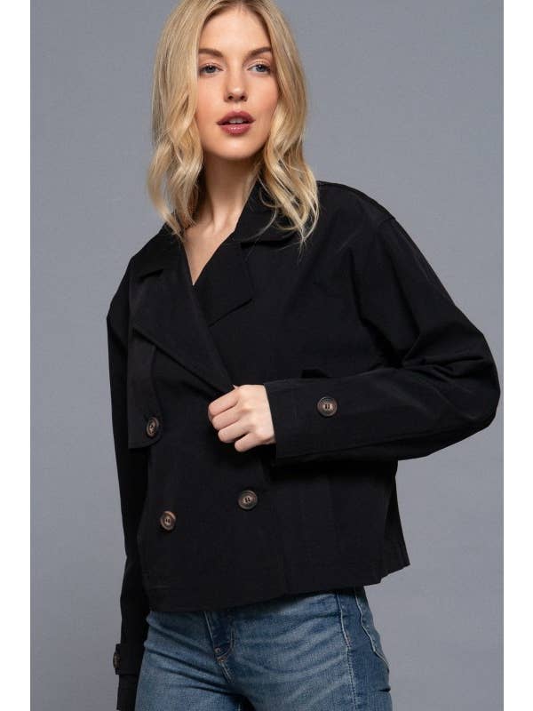 Lemon Tree - Wholesale Jacket - Women's - Double Breasted Short Trench Jacket6